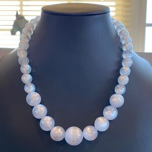 Elegant Icy Blue Moonglow Lucite Beaded Necklace